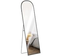 Homcom Specchio da terra a figura intera 165X60 cm con struttura in lega di alluminio, specchio da parete rettangolare da appendere con supporto, 2 modi di utilizzo, per soggiorno, ingresso e camera