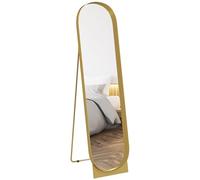 HOMCOM Specchio da Terra a Figura Intera 40x150 cm, Specchio Moderno Verticale con Telaio in Metallo e Pellicola Antisfondamento Autoportante o da Appoggiare al Muro, per Camera e Ingresso, Oro