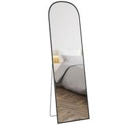 HOMCOM Specchio da Terra ad Arco Moderno, 50x170 cm Specchio da Parete e Autoportante a Figura Intera con Cornice in Lega di Alluminio e Supporto, per Camera da Letto, Soggiorno e Ingresso, Nero