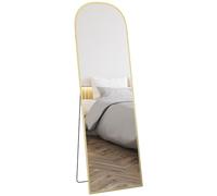 HOMCOM Specchio da Terra ad Arco Moderno, 50x170 cm Specchio da Parete e Autoportante a Figura Intera con Cornice in Lega di Alluminio e Supporto, per Camera da Letto, Soggiorno e Ingresso, Oro