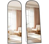 HOMCOM Specchio da Terra ad Arco Moderno, 50x170 cm Specchio da Parete e Autoportante a Figura Intera con Cornice in Lega di Alluminio e Supporto, per Camera da Letto, Soggiorno e Ingresso, Nero