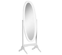 HOMCOM Specchio da Terra di Design, Cornice Ovale, 147x46 cm, Bianco