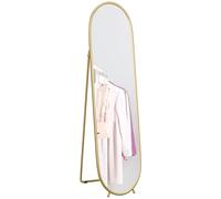 HOMCOM Specchio da Terra Moderno a Figura Intera, 157x36 cm Specchio Verticale Antiscoppio con Cornice, in Vetro, MDF e Metallo, per Camera da Letto, Soggiorno e Ingresso, Oro