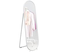 HOMCOM Specchio da Terra Moderno a Figura Intera, 157x36 cm Specchio Verticale Antiscoppio con Cornice, in Vetro, MDF e Metallo, per Camera da Letto, Soggiorno e Ingresso, Bianco