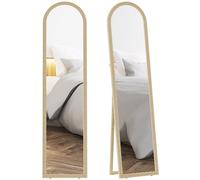 HOMCOM Specchio da Terra Moderno a Figura Intera, 40x160 cm Specchio da Parete e Autoportante ad Arco con Cavalletto Effetto Pietra, per Camera da Letto, Soggiorno e Ingresso, Beige