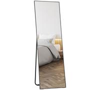 HOMCOM Specchio da Terra Moderno a Figura Intera, Design Autoportante o da Parete, 40x150 cm, Nero