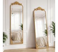 HOMCOM Specchio da Terra Stile Barocco 50x160 cm Parete Autoportante Oro | Figura Intera, Cornice in Metallo, Camera da Letto, Soggiorno, Ingresso
