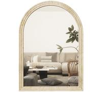 HOMCOM Specchio Design ad Arco con Bordo Scanalato e Ganci, Specchio a Muro in Vetro e Polistirene, 60x2x90 cm, Beige