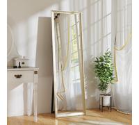 HOMCOM Specchio intero 160 x 50 cm, rettangolare con effetto metallo, specchio da parete da appoggiare, in piedi, grande specchio per corridoio, soggiorno, camera da letto, oro