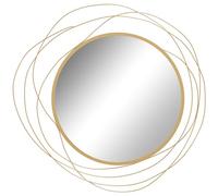 HOMCOM Specchio Moderno Rotondo a Muro con Ganci Ø65x1 cm Oro
