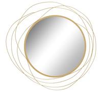 HOMCOM Specchio Moderno Rotondo a Muro con Ganci, Specchio da Parete in Vetro e Metallo, Ø65x1 cm, Oro