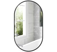HOMCOM Specchio per Bagno Ovale con 3 Ganci in Lega di Alluminio e Vetro
