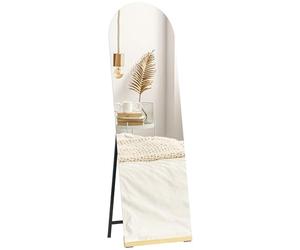 HOMCOM Specchio per corpo intero curvo 160 x 50 cm, specchio da terra o appoggiato a parete, senza cornice, base in legno, per soggiorno, camera da letto, corridoio, ingresso