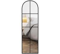 HOMCOM Specchio per corpo intero da parete o appoggiato specchio per finestra con arco cornice in metallo per camera da letto, ingresso, soggiorno, 40 x 160 cm, nero