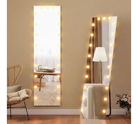 HOMCOM Specchio per tutto il corpo, 150 x 40 cm, con 21 lampadine, 7 colori della luce, Hollywood da parete con interruttore touch, funzione memoria regolabile, specchio per camera da letto, soggiorno