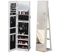 HOMCOM Specchio Portagioie a Illuminazione LED con 4 Scaffali Bianco