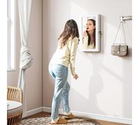 HOMCOM Specchio Portagioie con Design a Muro, Armadietto Portagioie con Chiusura con Chiave, Specchio a Figura Intera in MDF per Camera da Letto e Soggiorno, 36.5x9.5x67 cm, Bianco Regalati un angolo
