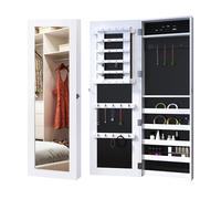 HOMCOM Specchio Portagioie da Parete con Ganci 37x9.5x112 cm Bianco