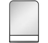 HOMCOM Specchio Rettangolare a Parete 50x10.2x70 cm con Ripiano Inferiore per Camera da Letto e Soggiorno, in Metallo Nero e Vetro
