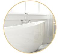 HOMCOM Specchio Rotondo a Parete da Bagno in Vetro e Metallo Ø70x2.5 cm Oro