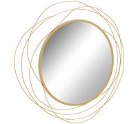 HOMCOM Specchio Rotondo da Parete con Ganci in Metallo e Vetro Oro