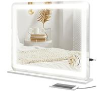 HOMCOM Specchio da Bagno con LED Regolabili Ingranditore 10x USB Tasto Touch