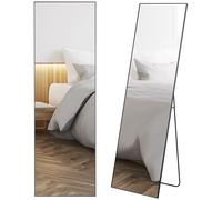 HOMCOM Specchio Verticale da Parete o da Terra in Metallo e Lega di Alluminio, Specchio da Terra con Cornice per Soggiorno, Camera da Letto e Ingresso, 50x2x161.5 cm, Nero