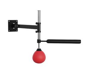 HOMCOM Speed Bag a Parete per Boxe e MMA ad Altezza Regolabile con Asta, Pera Veloce Boxe in Acciaio e PU, per Casa, Palestra, Allenamento, 79x72x20 cm, Rosso