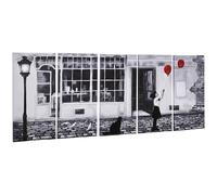 HOMCOM Stampa su Tela con Bambina 80x40cm 5 Pezzi Casa Nero Bianco Rosso
