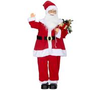 HOMCOM Statuetta di Babbo Natale, in piedi di Babbo Natale rosso tradizionale 120 cm, controllo vocale, luci LED scintillanti, musica, braccia pieghevoli, per decorazioni per la casa e le feste