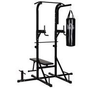 HOMCOM Stazione da Fitness Power Tower con Panca e Sacco da Boxe in Acciaio