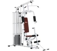 HOMCOM Stazione Fitness Multifunzione per Casa e Palestra con 4 Imbottiture, in Acciaio e PU, 150x110x210 cm, Bianco Aosom Italy