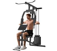 HOMCOM Stazione Fitness per Allenamento a Casa e Professionale, Palestra Multifunzione in Acciaio, 148x108x207cm, Nero
