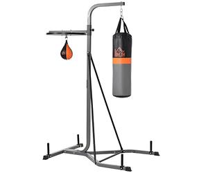 HOMCOM Stazione Multiuso Regolabile con Sacco da Boxe 20kg e Punching Ball per Allenamento Pugilato