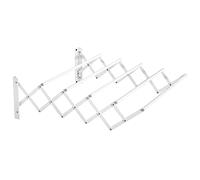 HOMCOM Stendibiancheria a Parete Retrattile, Stendino Salvaspazio Pieghevole in Metallo per Interni ed Esterni, 63.5x60x20 cm, Bianco