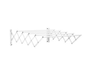 HOMCOM Stendibiancheria a Parete Retrattile, Stendino Salvaspazio Pieghevole in Metallo per Interni ed Esterni, 63.5x60x20 cm, Bianco Aosom Italy