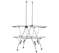 HOMCOM Stendibiancheria pieghevole con ruote ampio spazio di stenditura acciaio inossidabile 138,5 x 63 x 208 cm argento nero