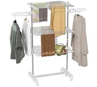 HOMCOM Stendibiancheria Verticale 3 Livelli Regolabili Bianco Argento