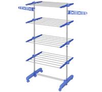 HOMCOM Stendibiancheria Verticale 3 Ripiani con Ruote in Acciaio Inox Pieghevole