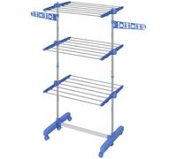 HOMCOM Stendibiancheria Verticale 3 Ripiani in Acciaio Inox Pieghevole con Ruote