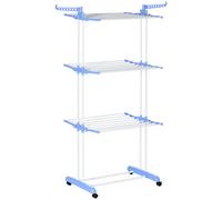 Homcom Stendibiancheria verticale pieghevole con ruote a 3 livelli 73X64X177 cm Blu