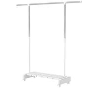 HOMCOM Stendino Verticale Estensibile con Ruote e Ripiano Porta Scarpe Bianco