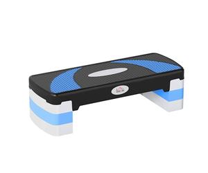 HOMCOM Step Fitness da Aerobica, Stepper Regolabile a 3 Altezze 10-15-20 cm per Allenamento a Casa e Palestra, Blu e Nero