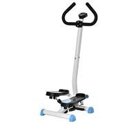 HOMCOM Stepper con Manubrio e Monitor LCD, Stepper Fitness Casa con Resistenza Regolabile e Pedali Antiscivolo, Struttura in Acciaio e ABS, 55x44x108 cm, Bianco e Blu