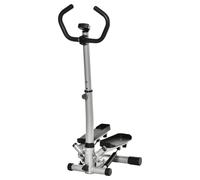 HOMCOM Stepper con Manubrio Regolabile e Display LCD, 55x53x118-128cm, Nero e Argento