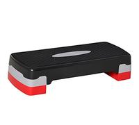 HOMCOM Stepper Fitness Casa, Step Regolabile 10-15 cm 68x29cm Nero/Rosso
