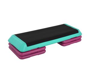 HOMCOM Stepper per Aerobica Antiscivolo e Regolabile su 3 Livelli, in Plastica e PP, 110x40x20 cm, Multicolore Aosom Italy