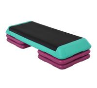 HOMCOM Stepper per Aerobica Regolabile 110x40x20 cm Nero Verde e Viola | Su 3 Livelli, Superficie Antiscivolo, Step Fitness in Plastica, Stepper Fitness Casa per Domestico Palestra Ufficio