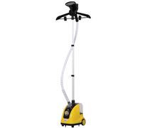 HOMCOM Stiratrice Verticale a Vapore 1950W da 1.4L 26x21.5x29 cm Giallo | Ferro da Stiro Verticale, Asta Estendibile, 2 Rotelle, per Abiti Tende e Divani, in ABS e PP