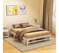 HOMCOM struttura del letto in legno 195x141 cm carico 300 kg bianco